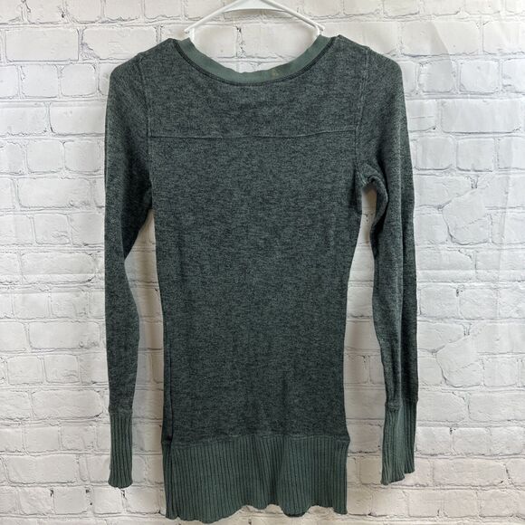 FREE PEOPLE Small Long Sleeve SNAP Up Green Knit Women Shirt Top Ribbed‎ - Picture 5 of 12